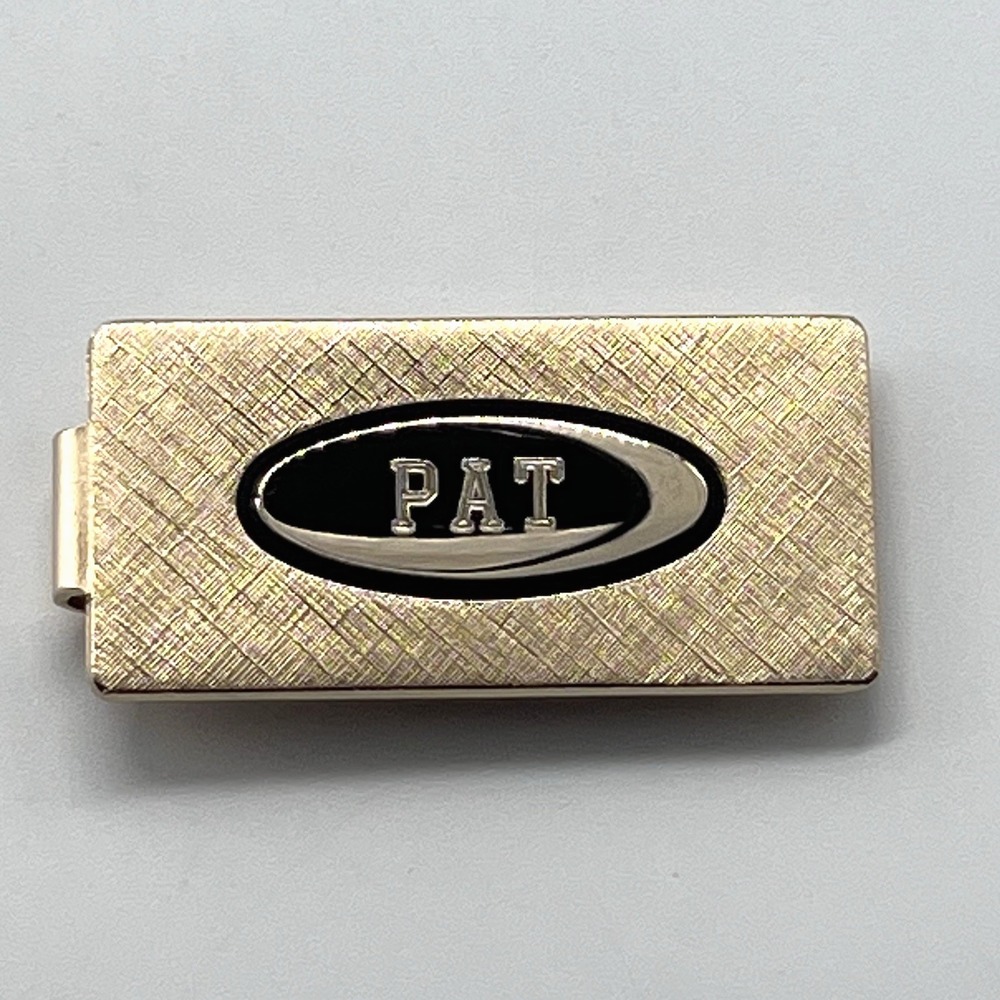 Vintage Anson Money Clip‎ Gold Tone PAT Monogram Textured Finish W/ Original Box